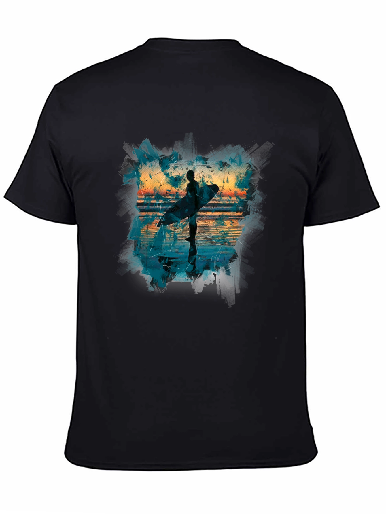 Surfer Silhouette Graphic Tee - Mens Black T-Shirt