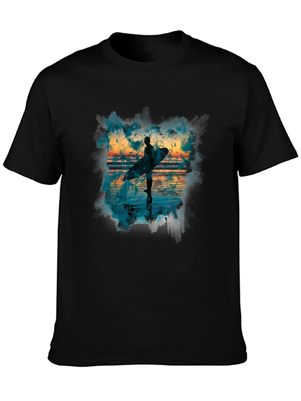 Surfer Silhouette Graphic Tee - Mens Black T-Shirt