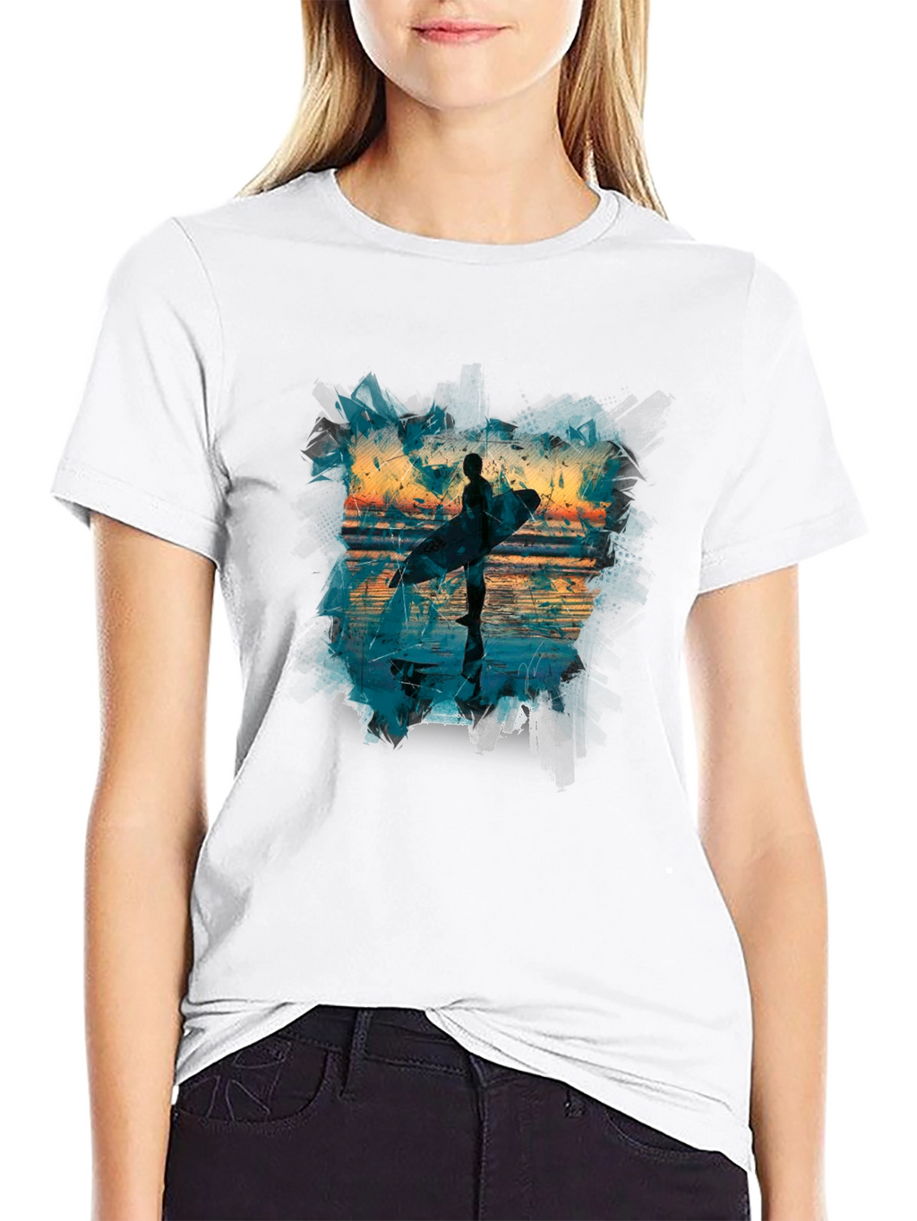 Surfer Silhouette Graphic Tee - Mens Black T-Shirt