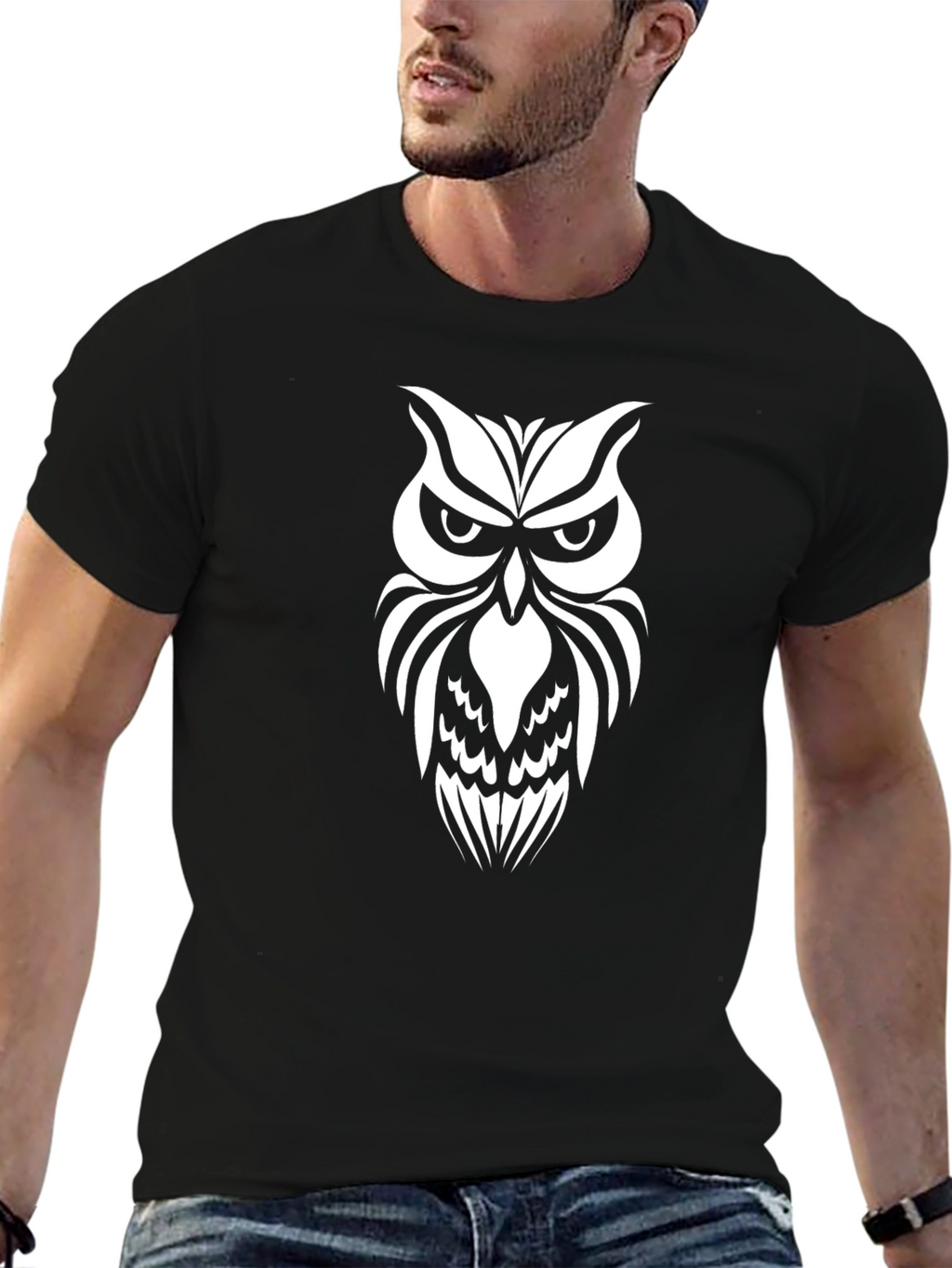 Cool Owl Graphic Black T-Shirt