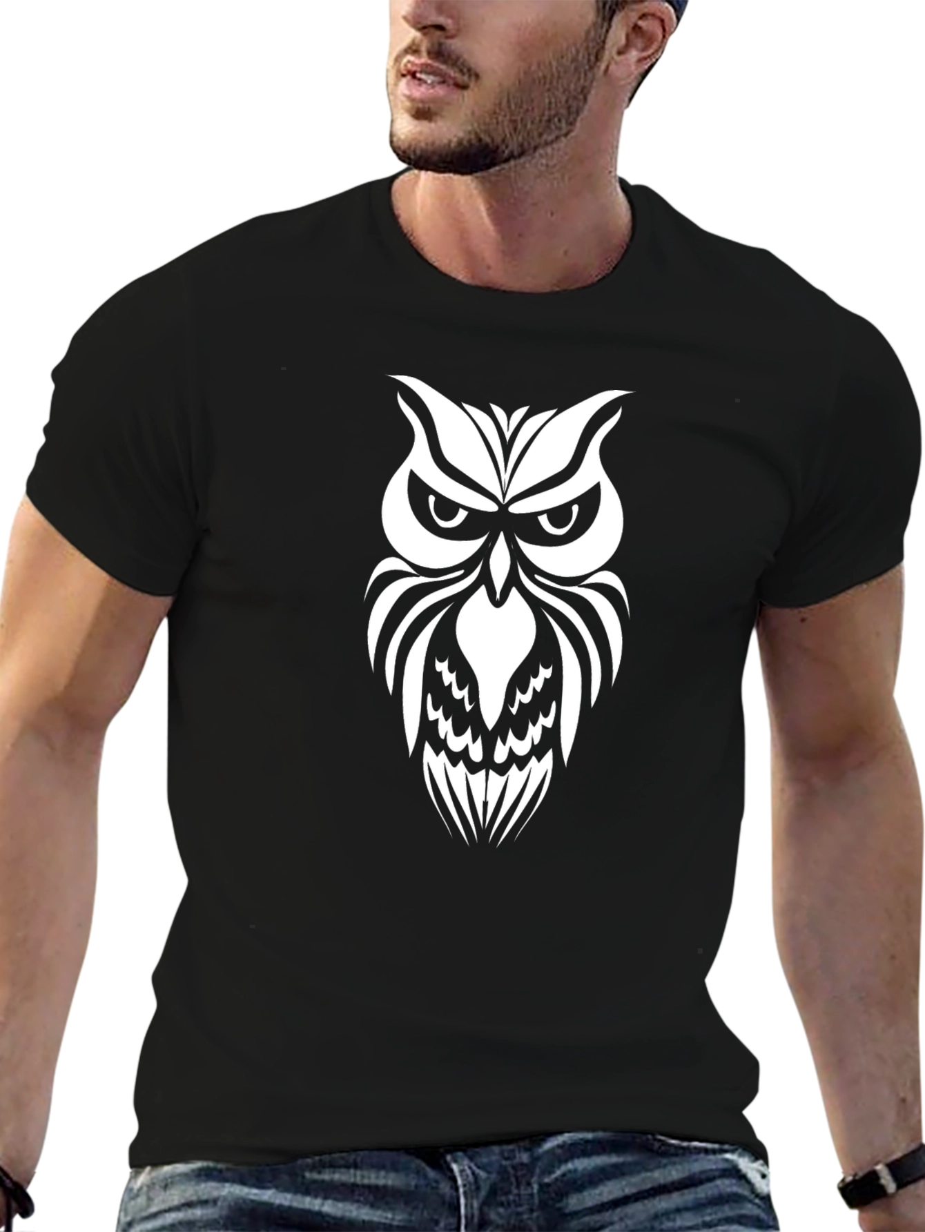 Cool Owl Graphic Black T-Shirt