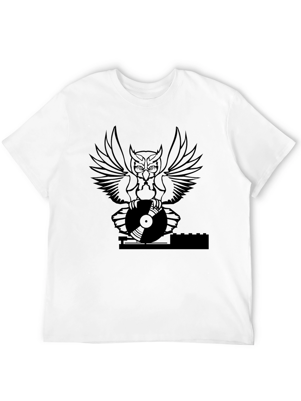 DJ Owl Graphic Tee - Black Cotton T-Shirt