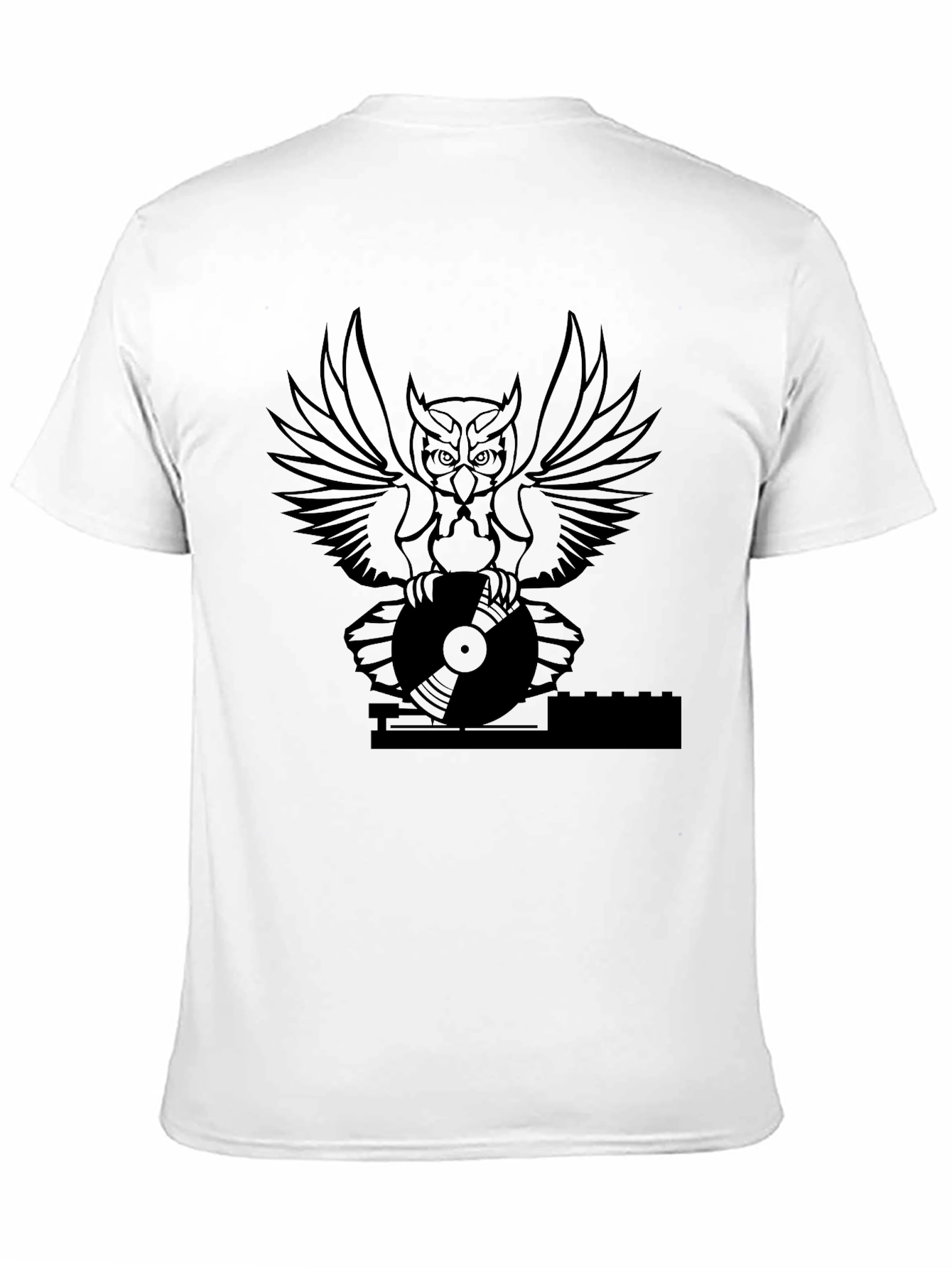 DJ Owl Graphic Tee - Black Cotton T-Shirt