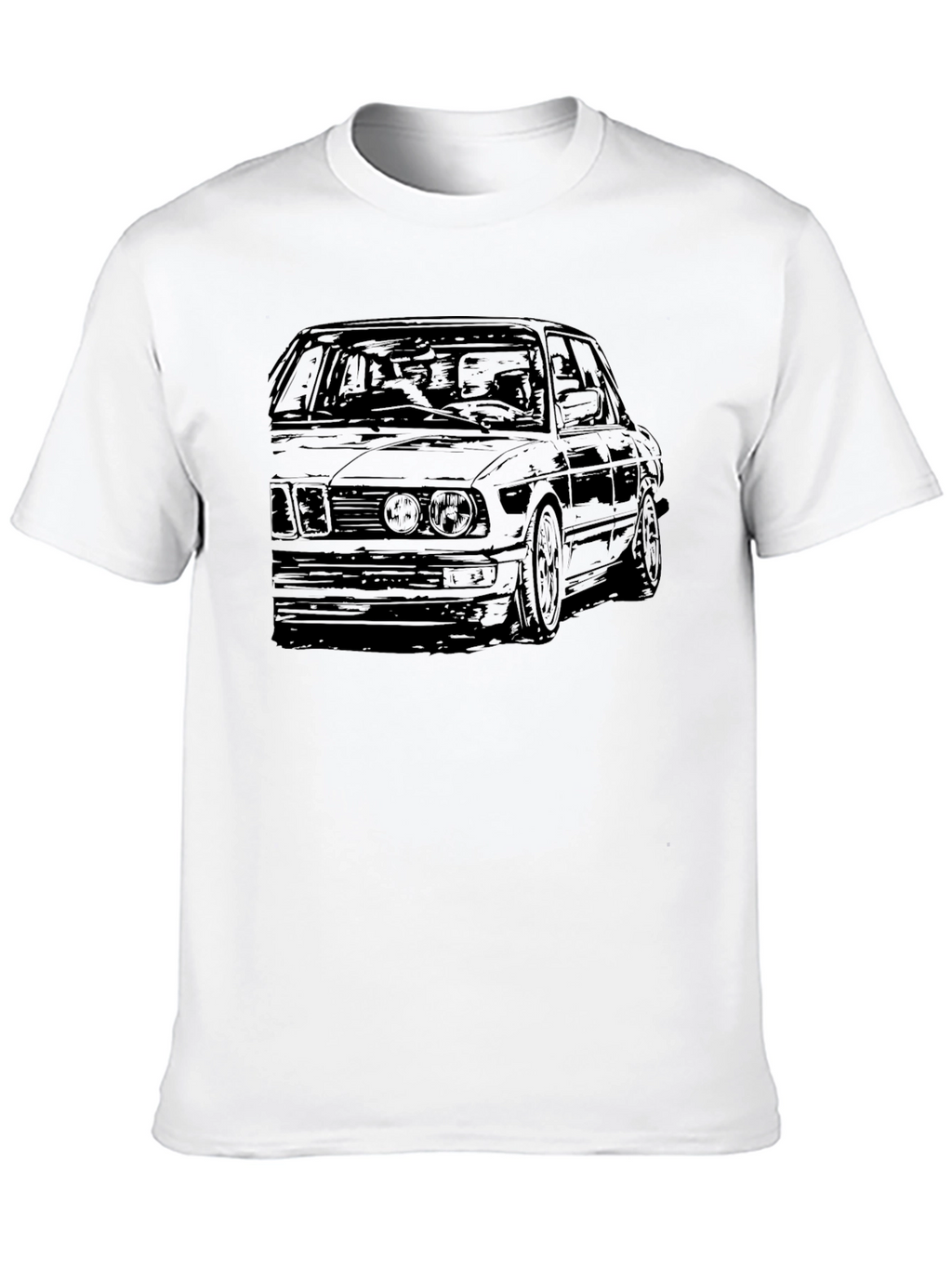 Classic Car Sketch Tee - Black Cotton Blend