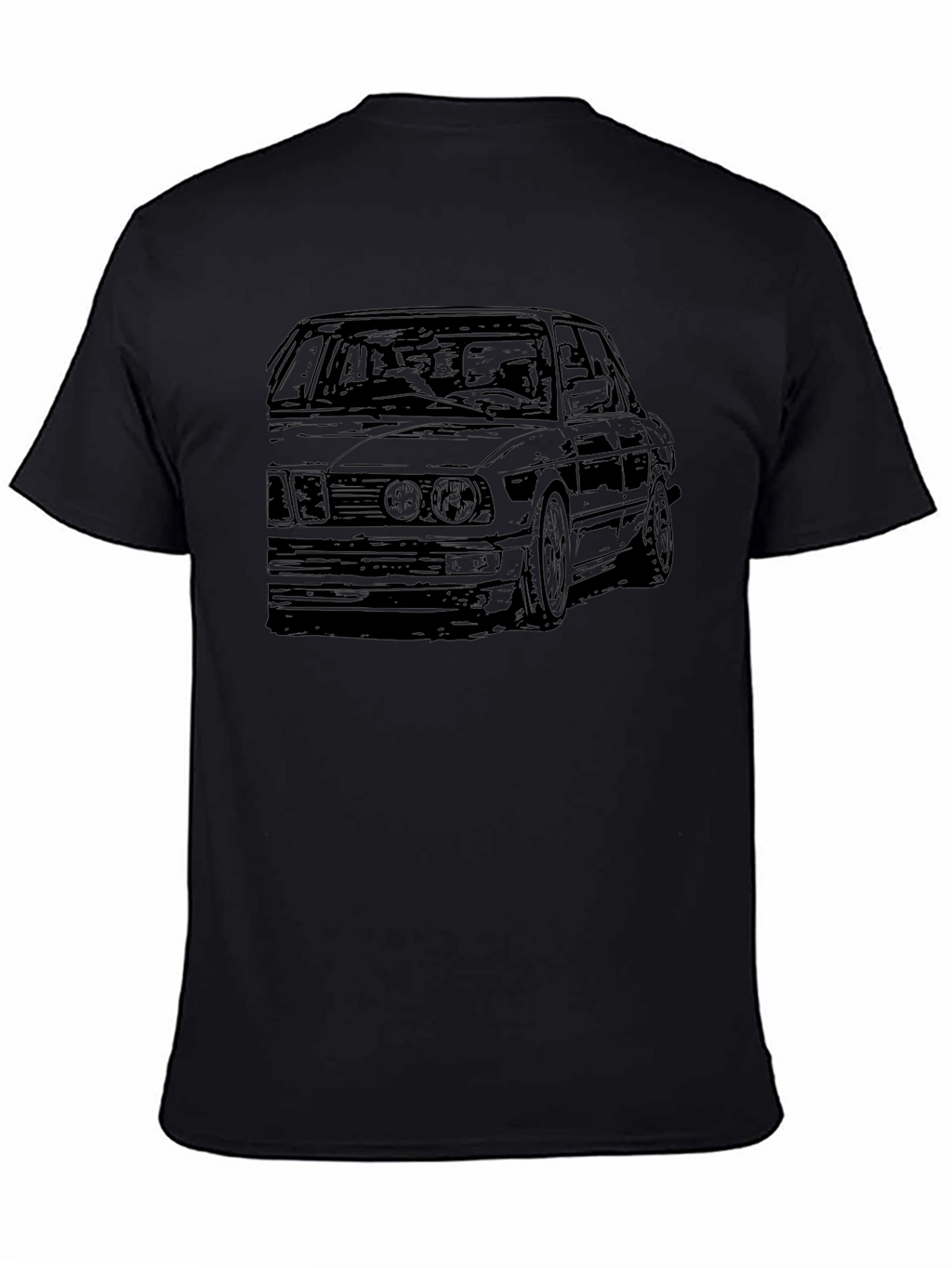 Classic Car Sketch Tee - Black Cotton Blend
