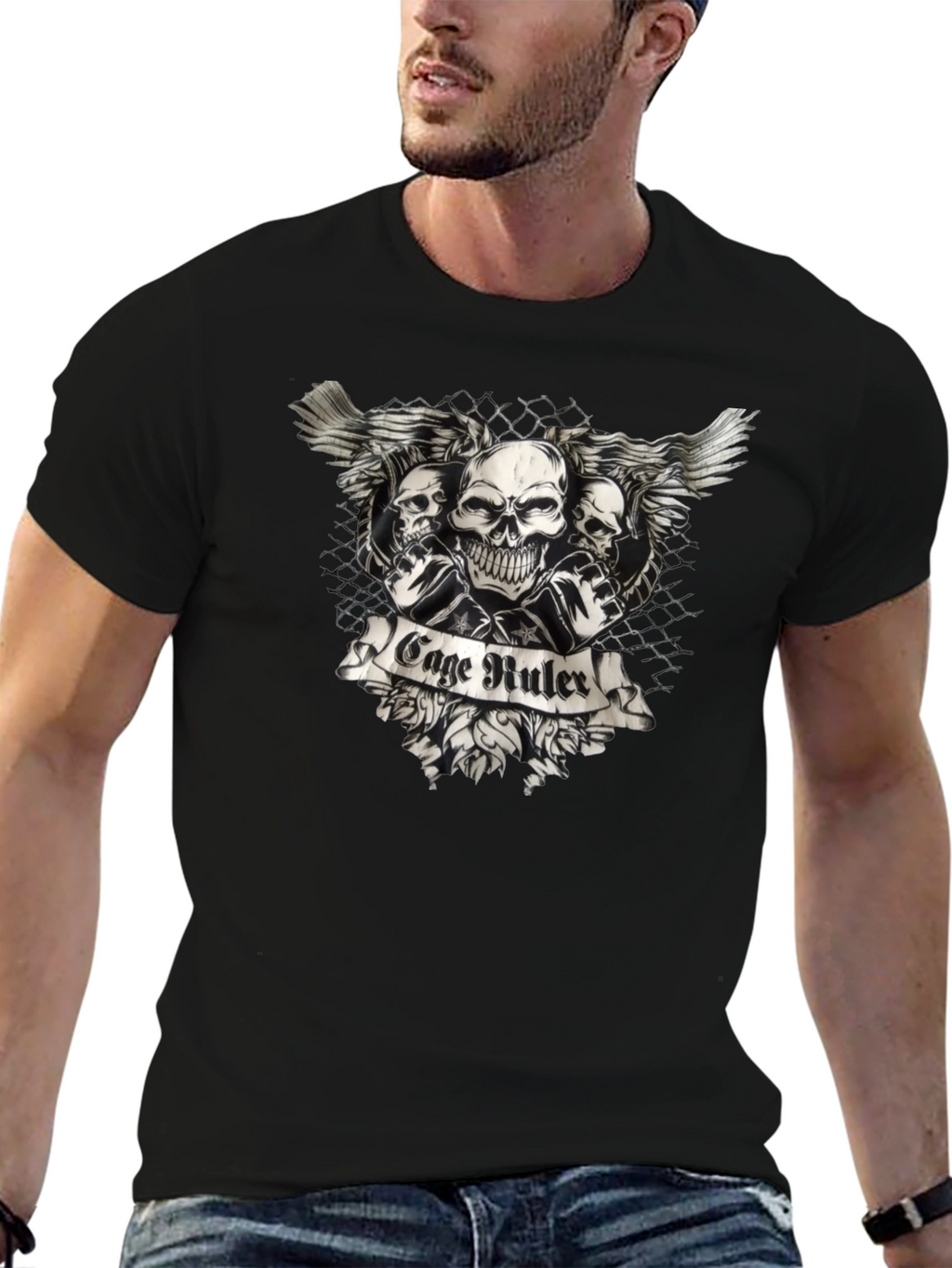 Cage Ruler Skull Wings T-Shirt