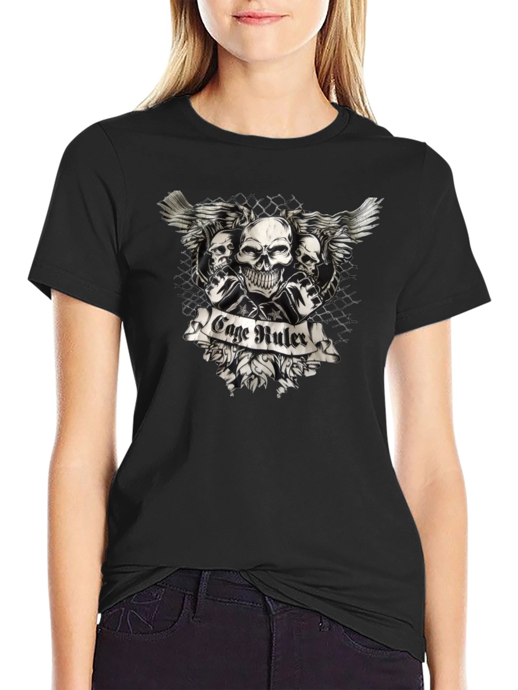 Cage Ruler Skull Wings T-Shirt