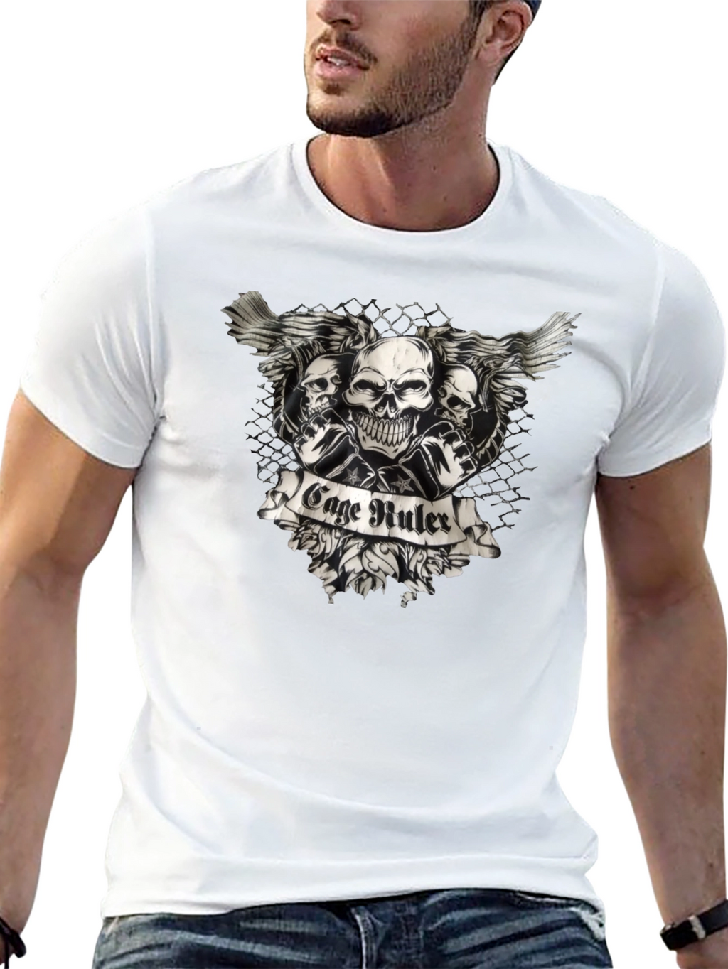 Cage Ruler Skull Wings T-Shirt