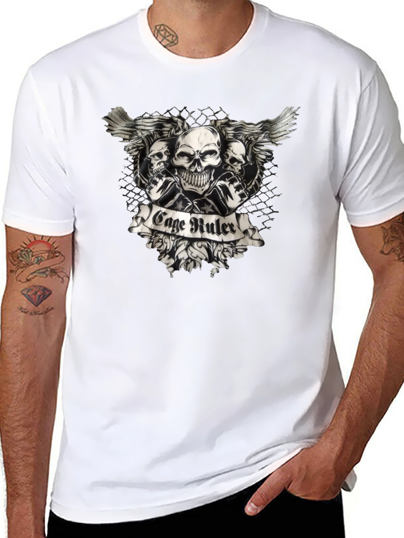 Cage Ruler Skull Wings T-Shirt