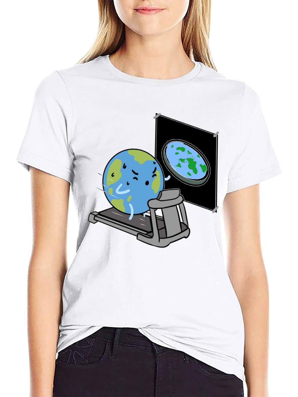 Round Earth On Treadmill T-Shirt