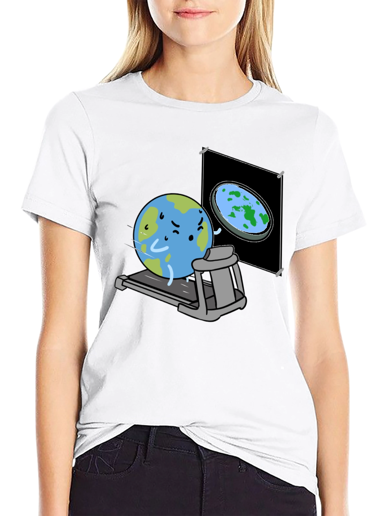 Round Earth On Treadmill T-Shirt
