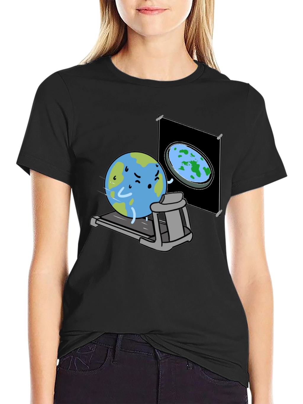 Round Earth On Treadmill T-Shirt