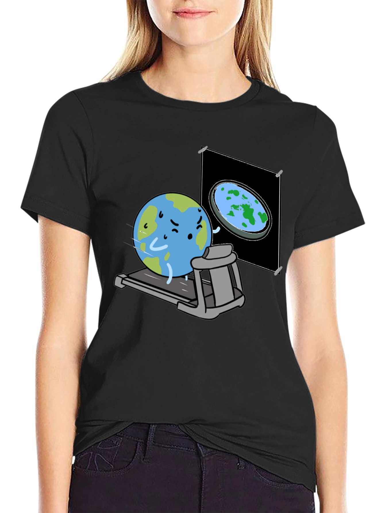 Round Earth On Treadmill T-Shirt
