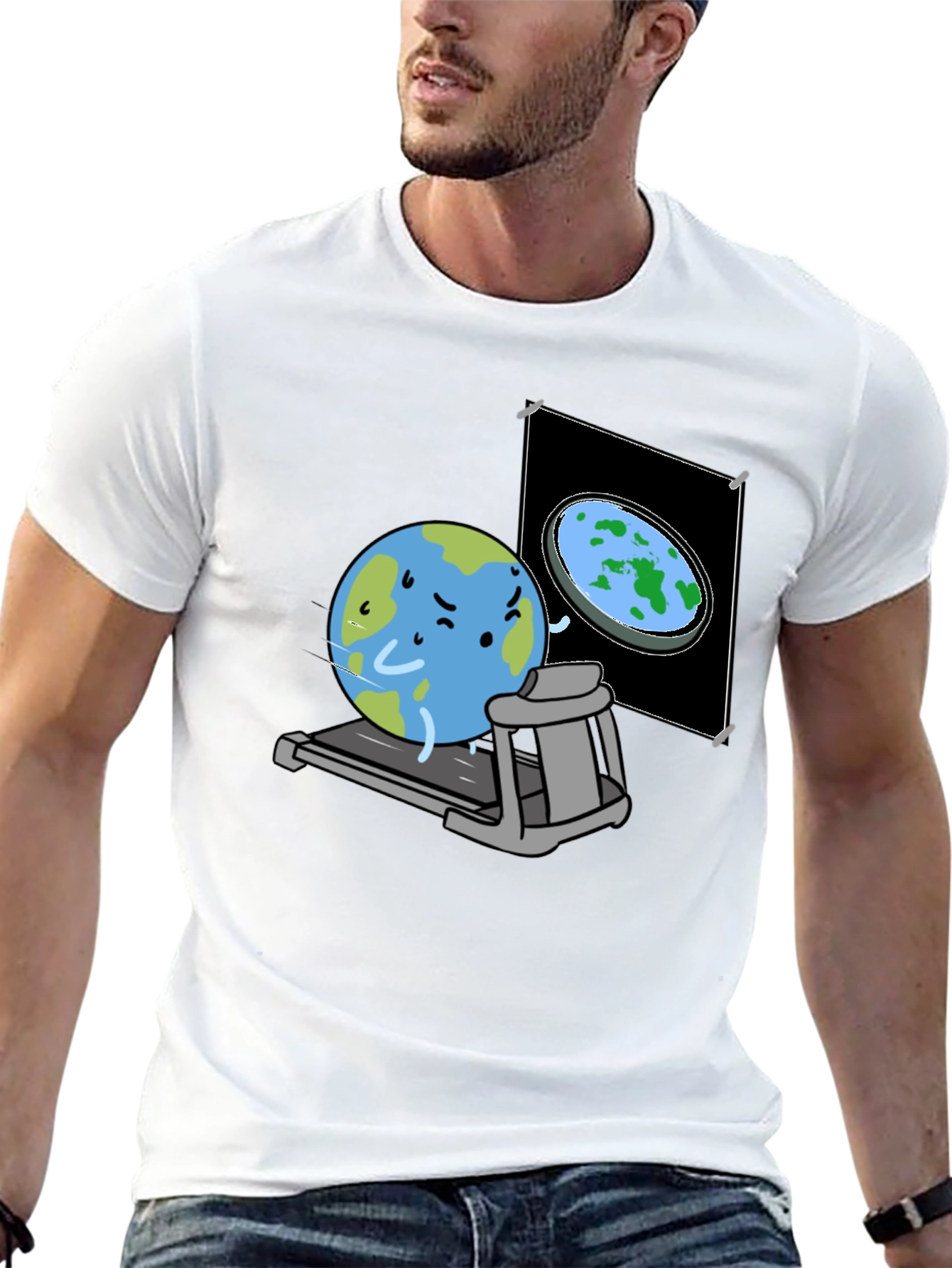 Round Earth On Treadmill T-Shirt