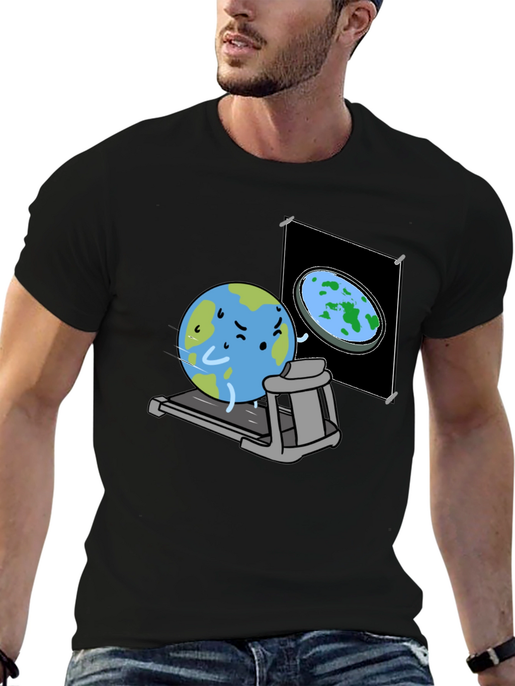 Round Earth On Treadmill T-Shirt