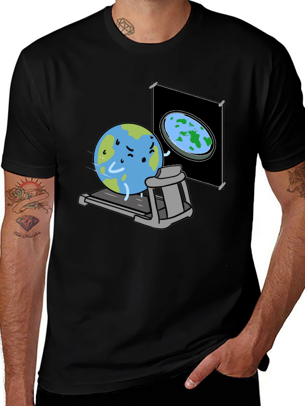 Round Earth On Treadmill T-Shirt