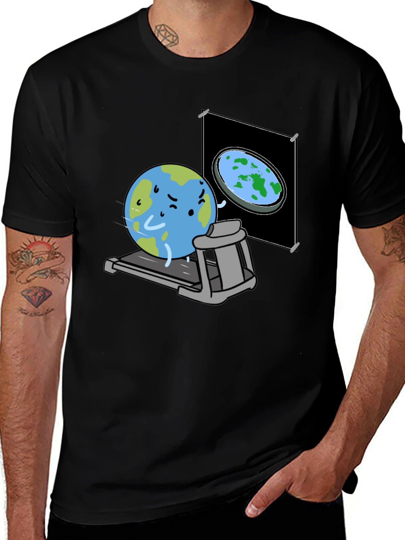 Round Earth On Treadmill T-Shirt