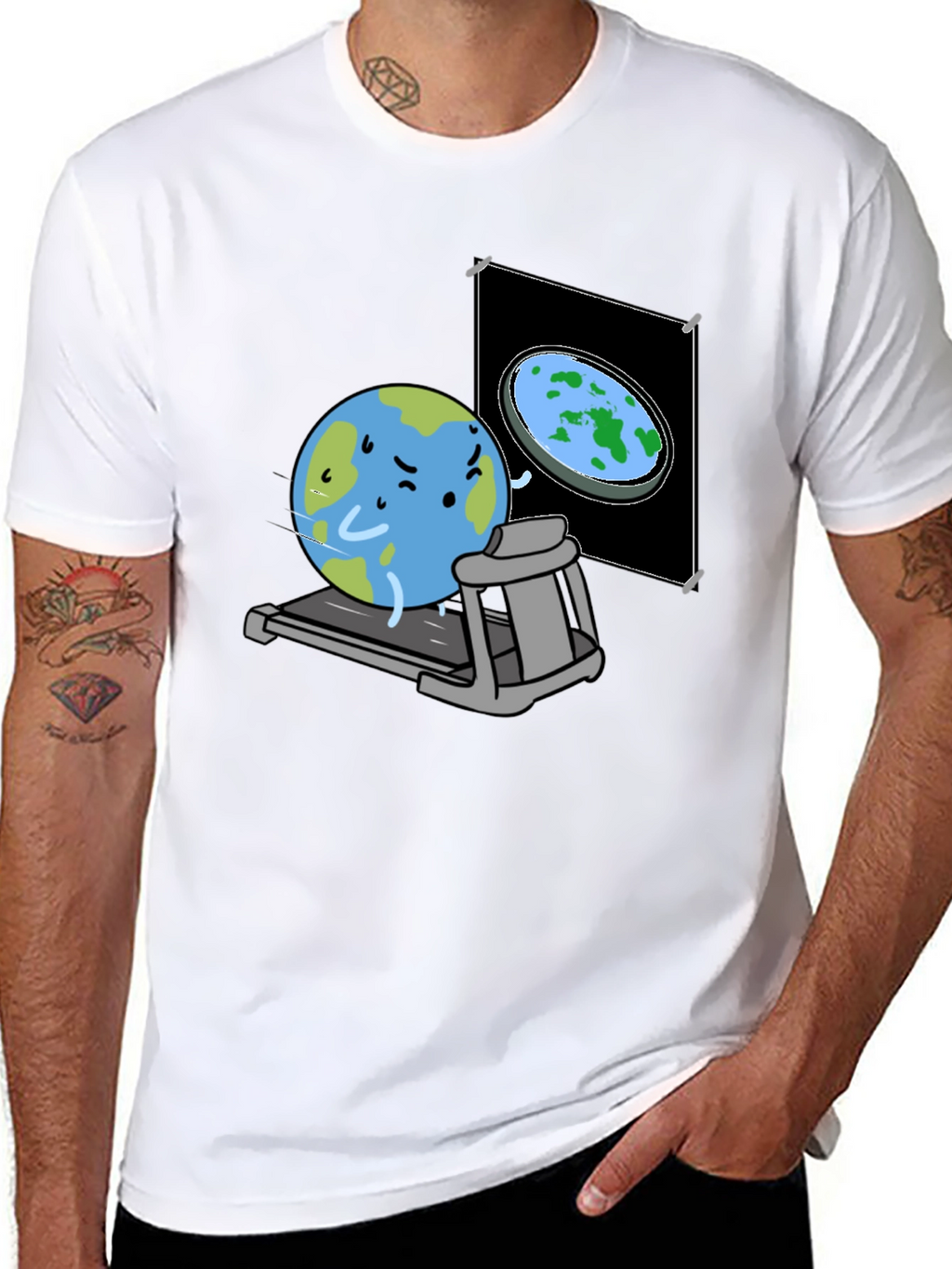 Round Earth On Treadmill T-Shirt