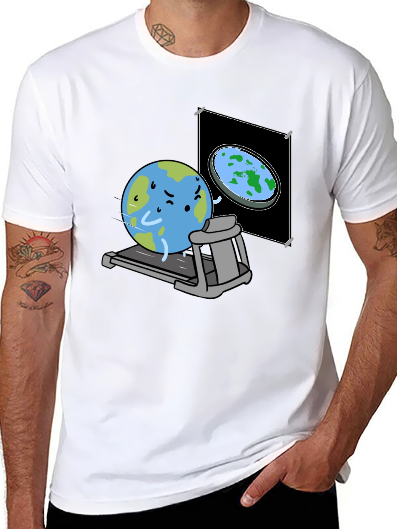 Round Earth On Treadmill T-Shirt