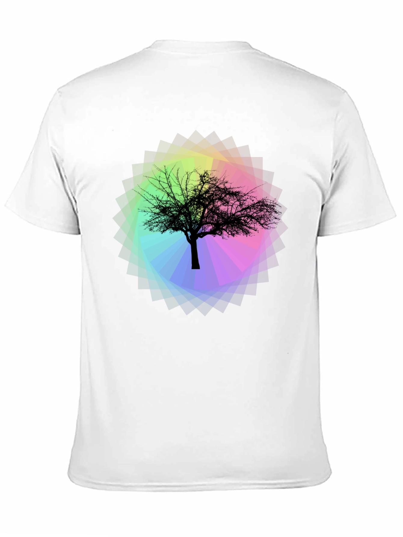 Tree Silhouette on Rainbow Prism Tee