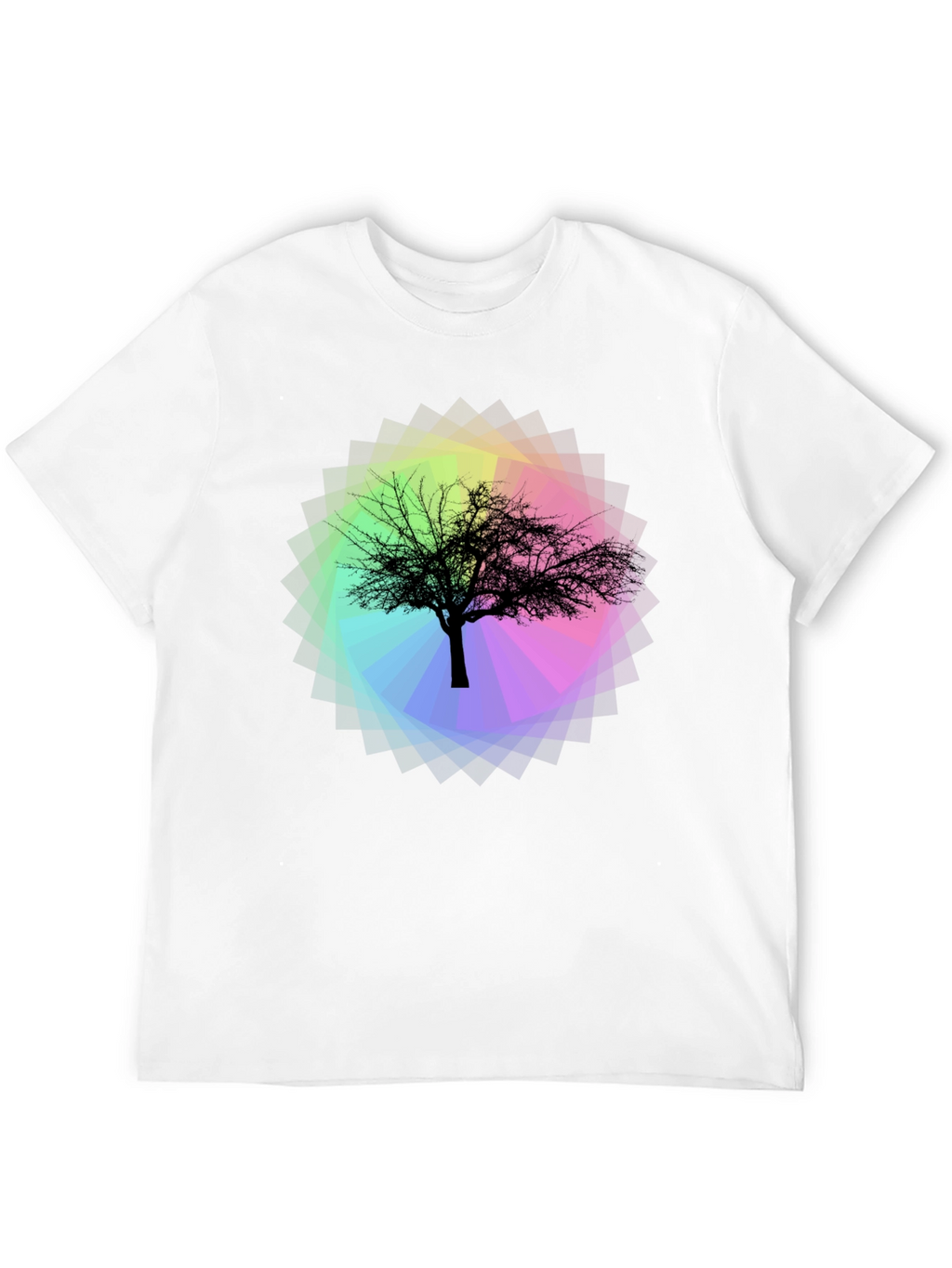 Tree Silhouette on Rainbow Prism Tee