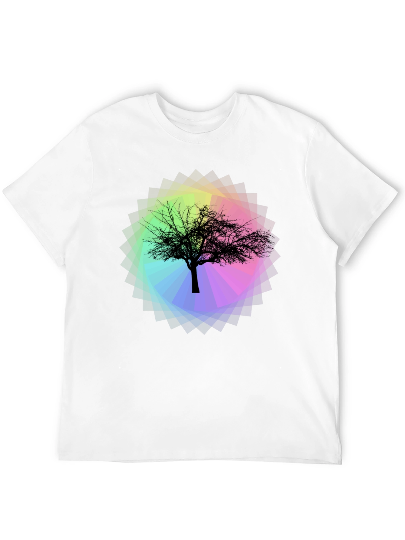 Tree Silhouette on Rainbow Prism Tee