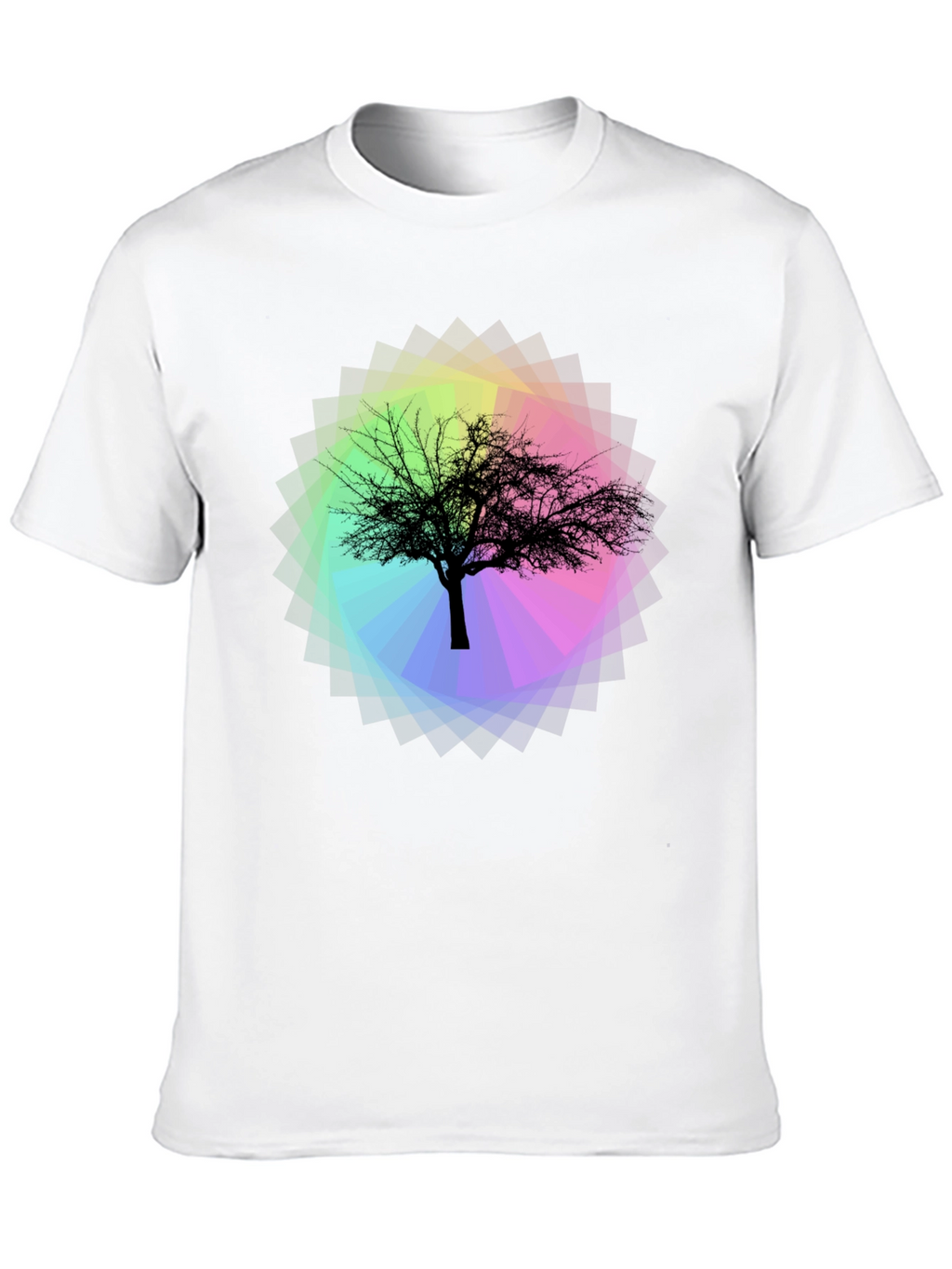 Tree Silhouette on Rainbow Prism Tee
