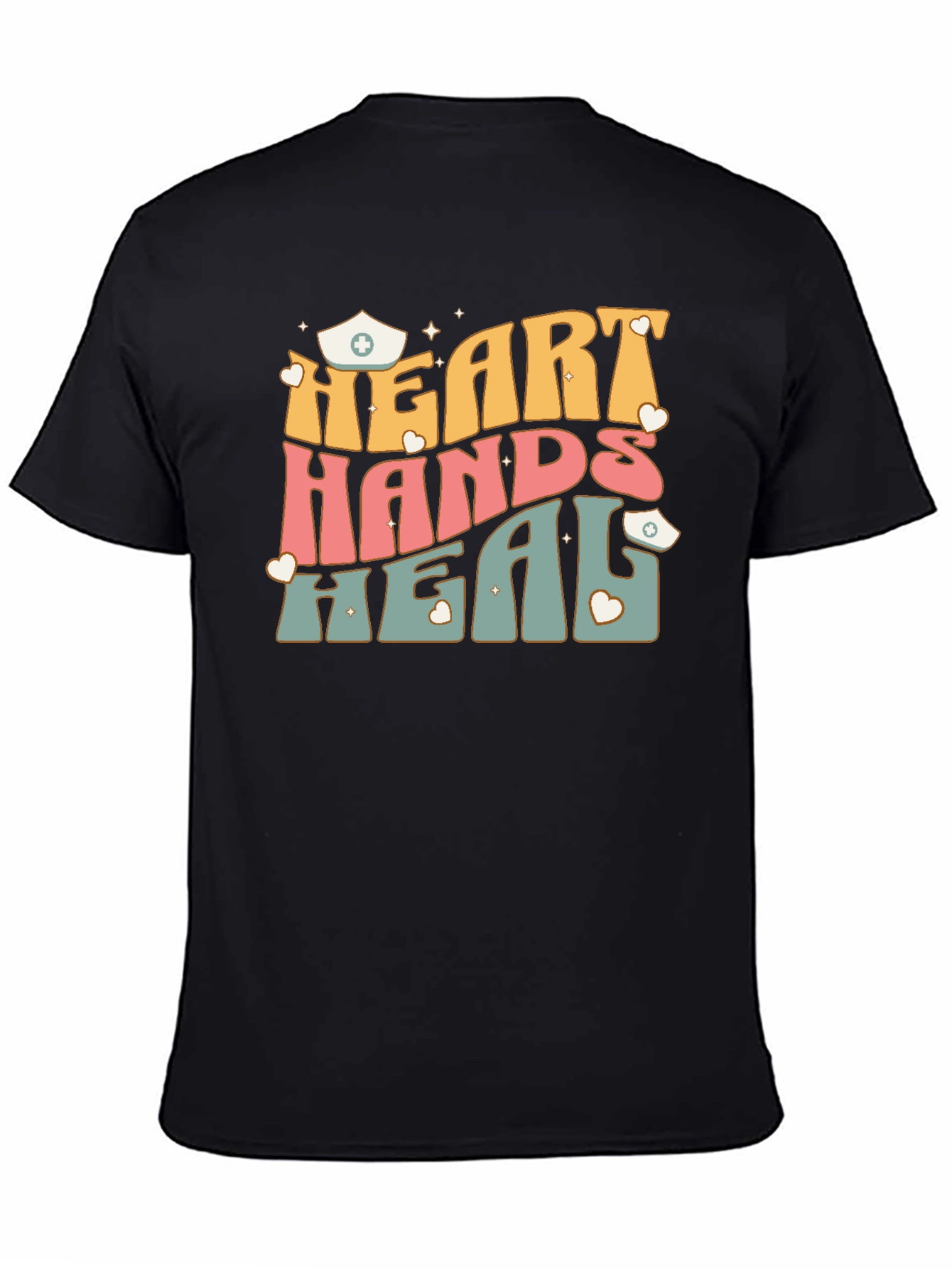 Heart Hands Heal Nurse Graphic T-Shirt