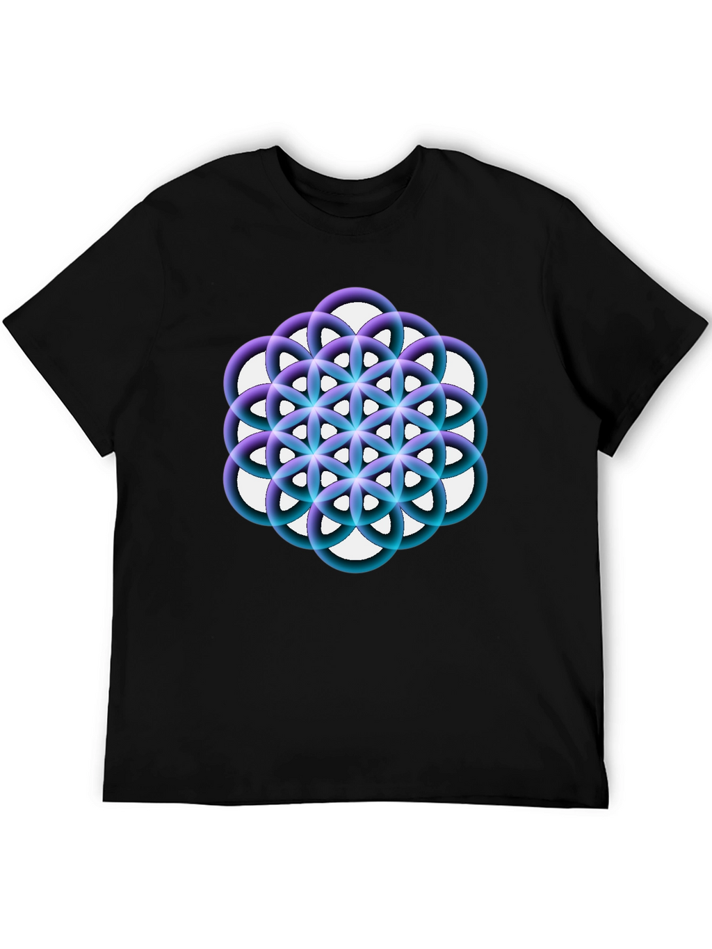 Geometric Circle Flower Black Graphic Tee