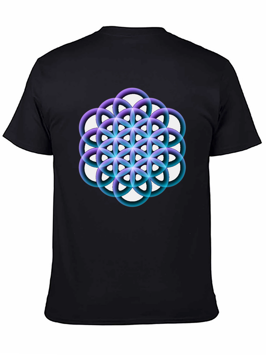 Geometric Circle Flower Black Graphic Tee