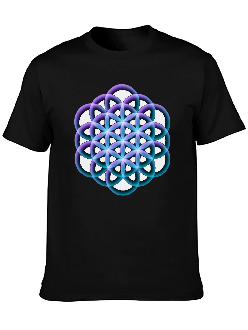 Geometric Circle Flower Black Graphic Tee