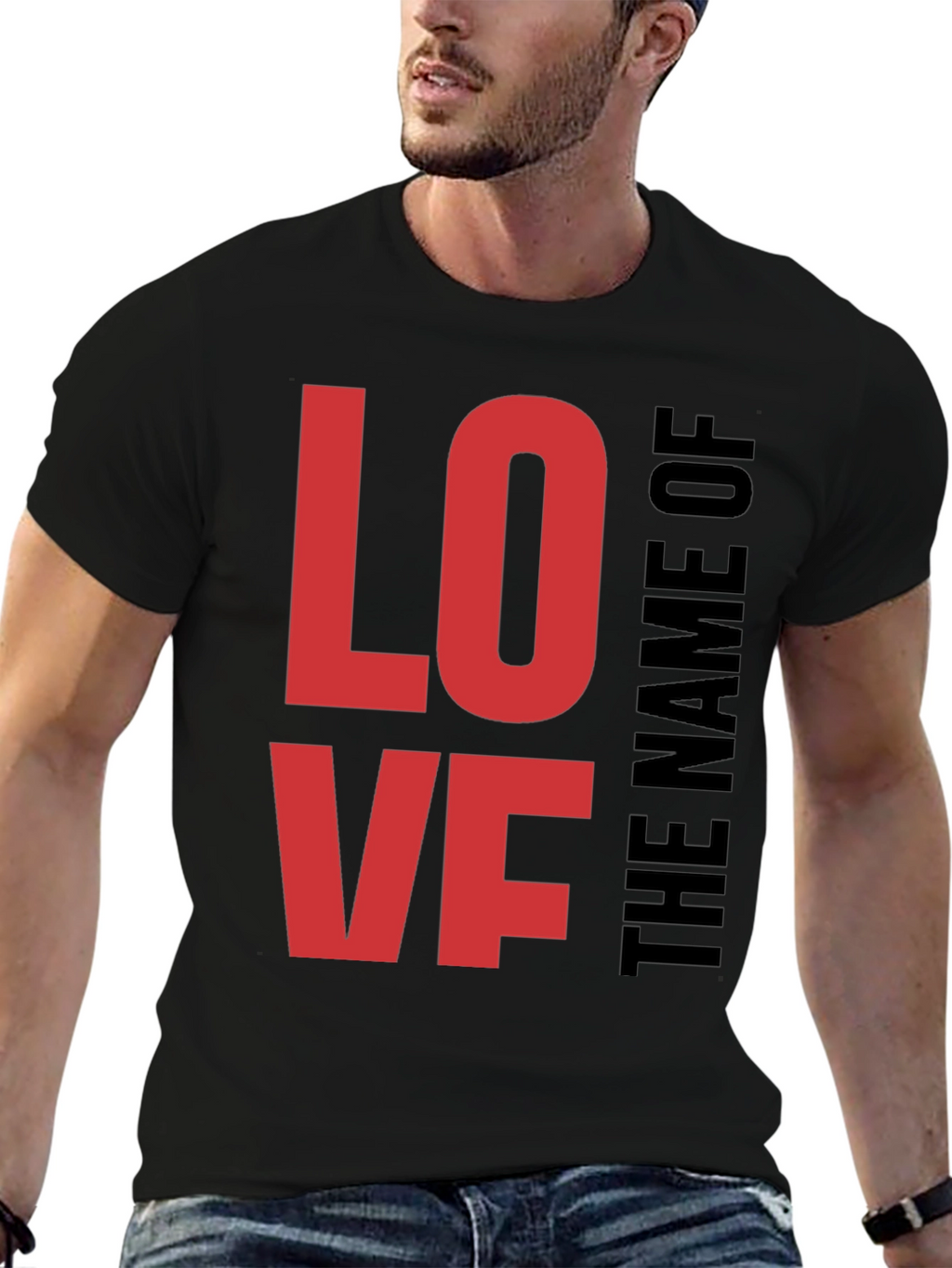 Love Graphic Black Tee for Men