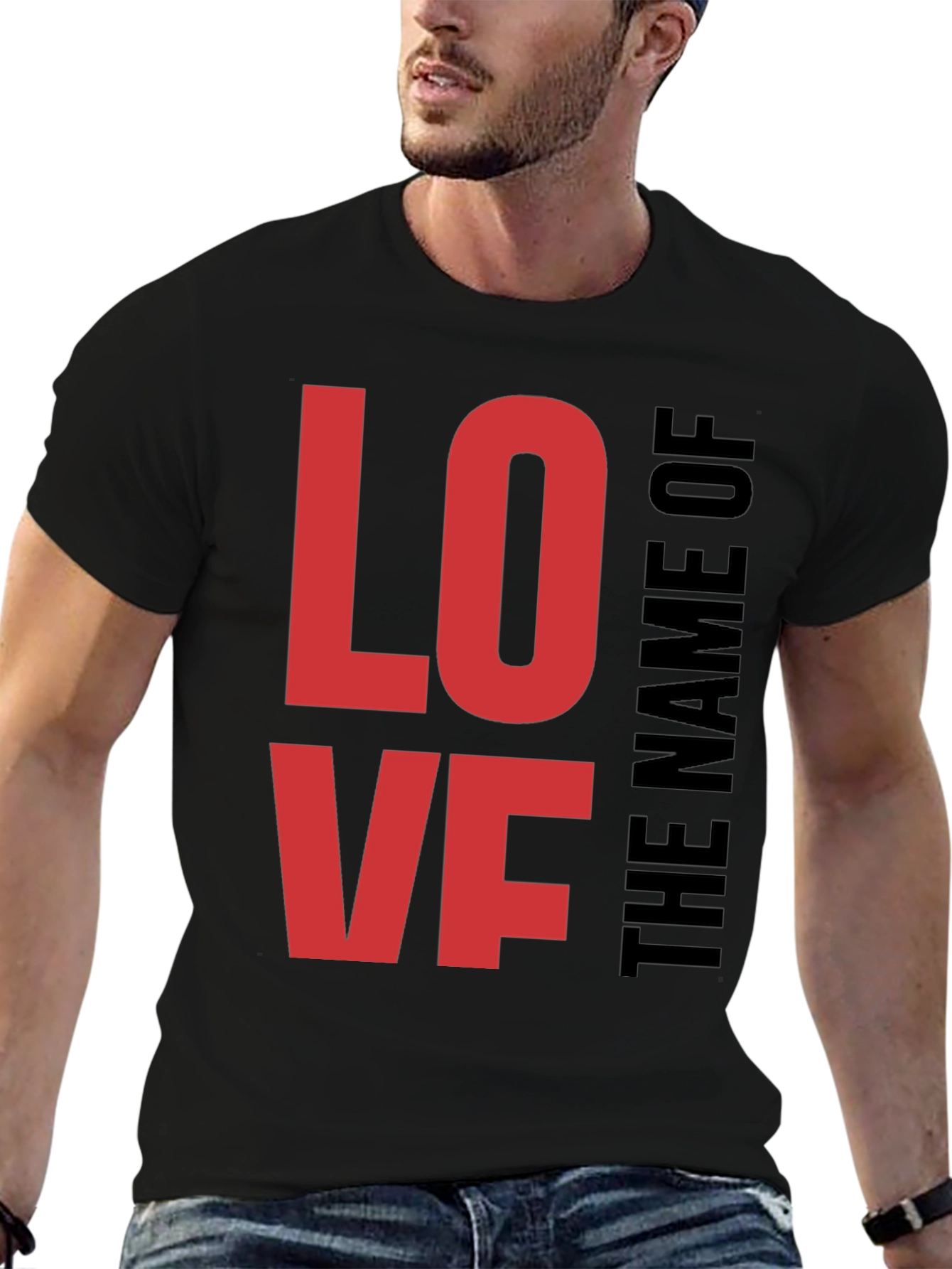 Love Graphic Black Tee for Men
