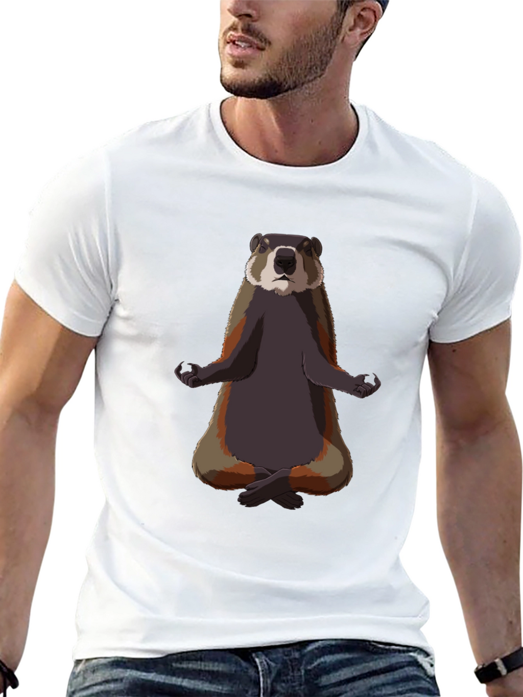 Meditating Marmot Graphic Tee - Zen Animal T-Shirt