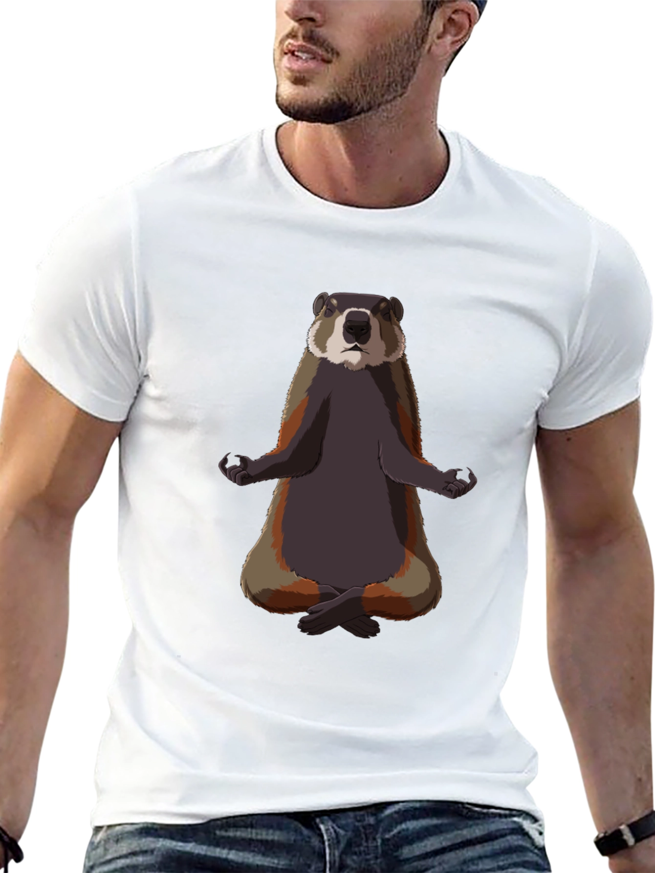 Meditating Marmot Graphic Tee - Zen Animal T-Shirt