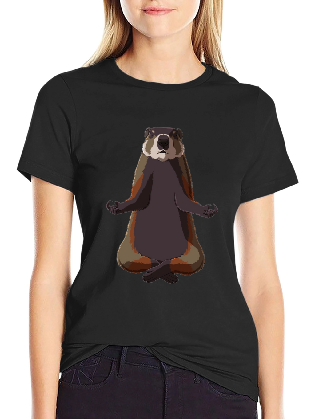 Meditating Marmot Graphic Tee - Zen Animal T-Shirt