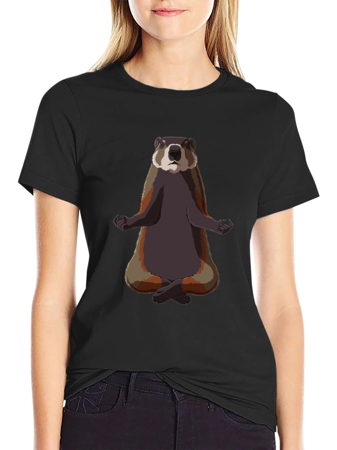 Meditating Marmot Graphic Tee - Zen Animal T-Shirt