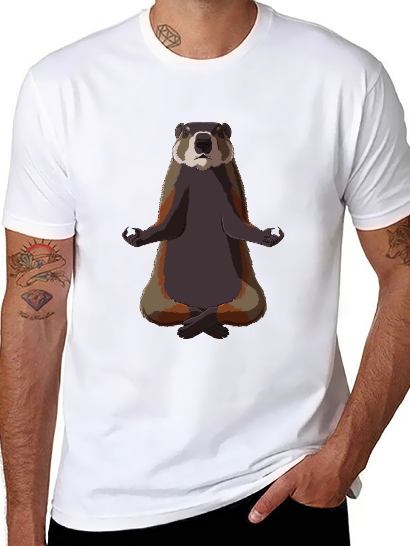 Meditating Marmot Graphic Tee - Zen Animal T-Shirt
