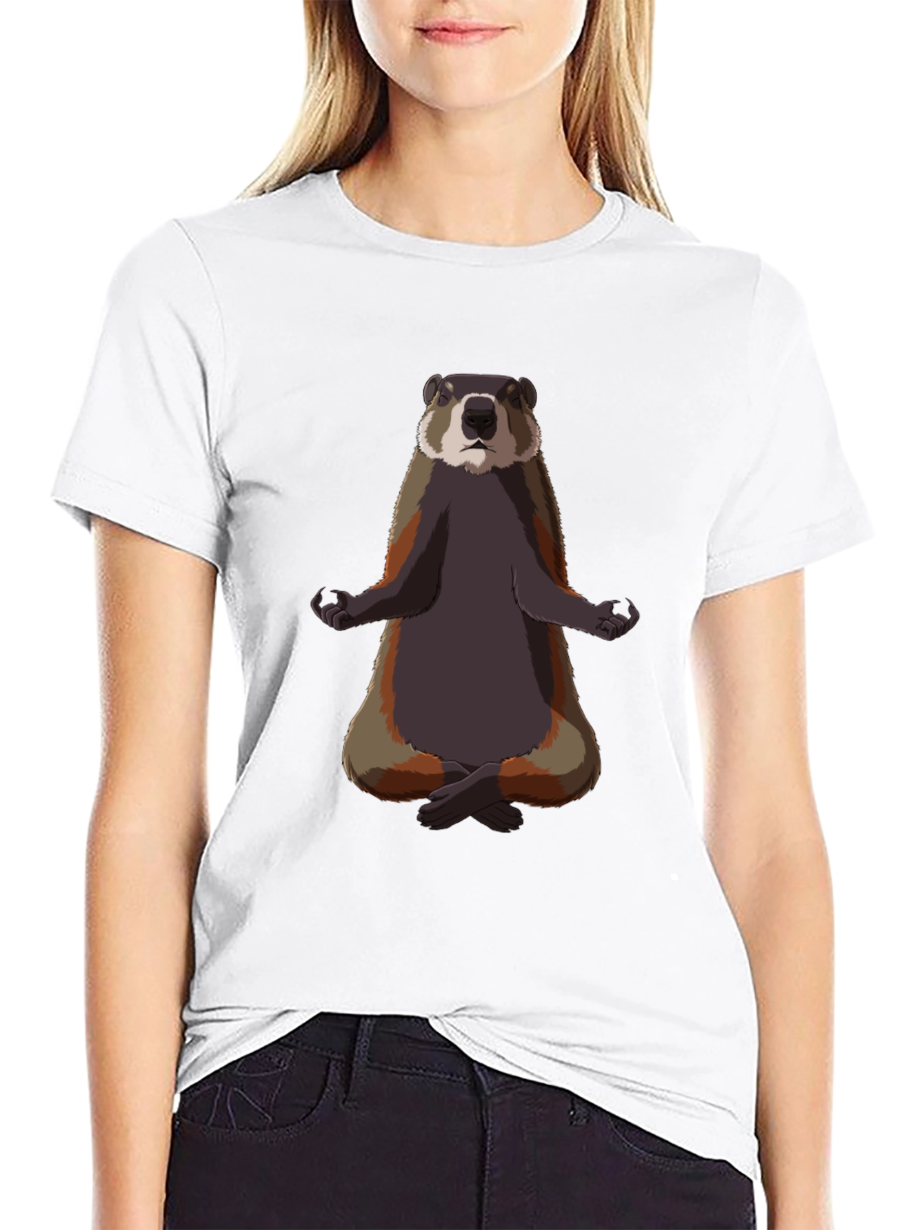 Meditating Marmot Graphic Tee - Zen Animal T-Shirt