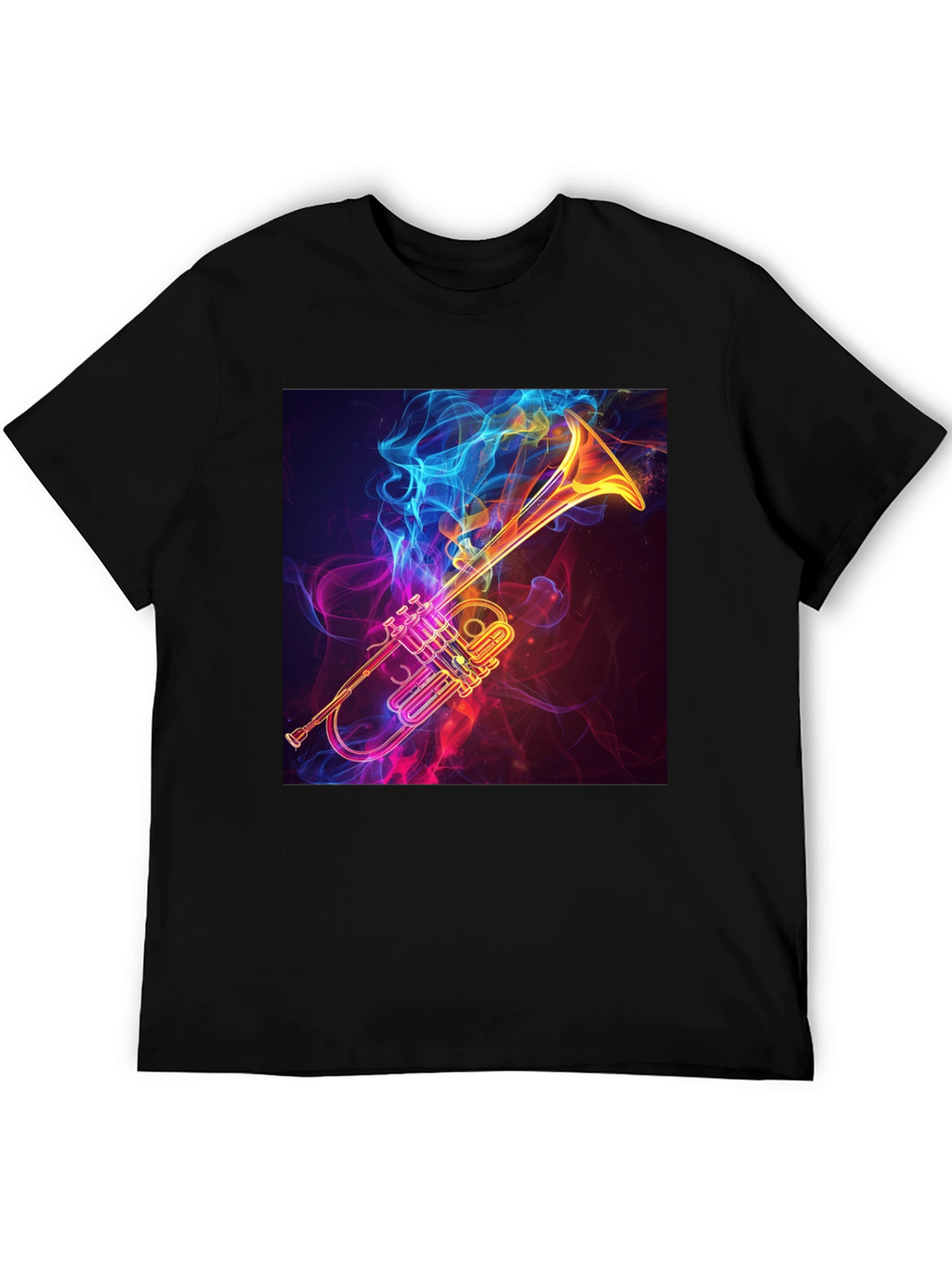 Stylish Trumpet Graphic Tee - Black