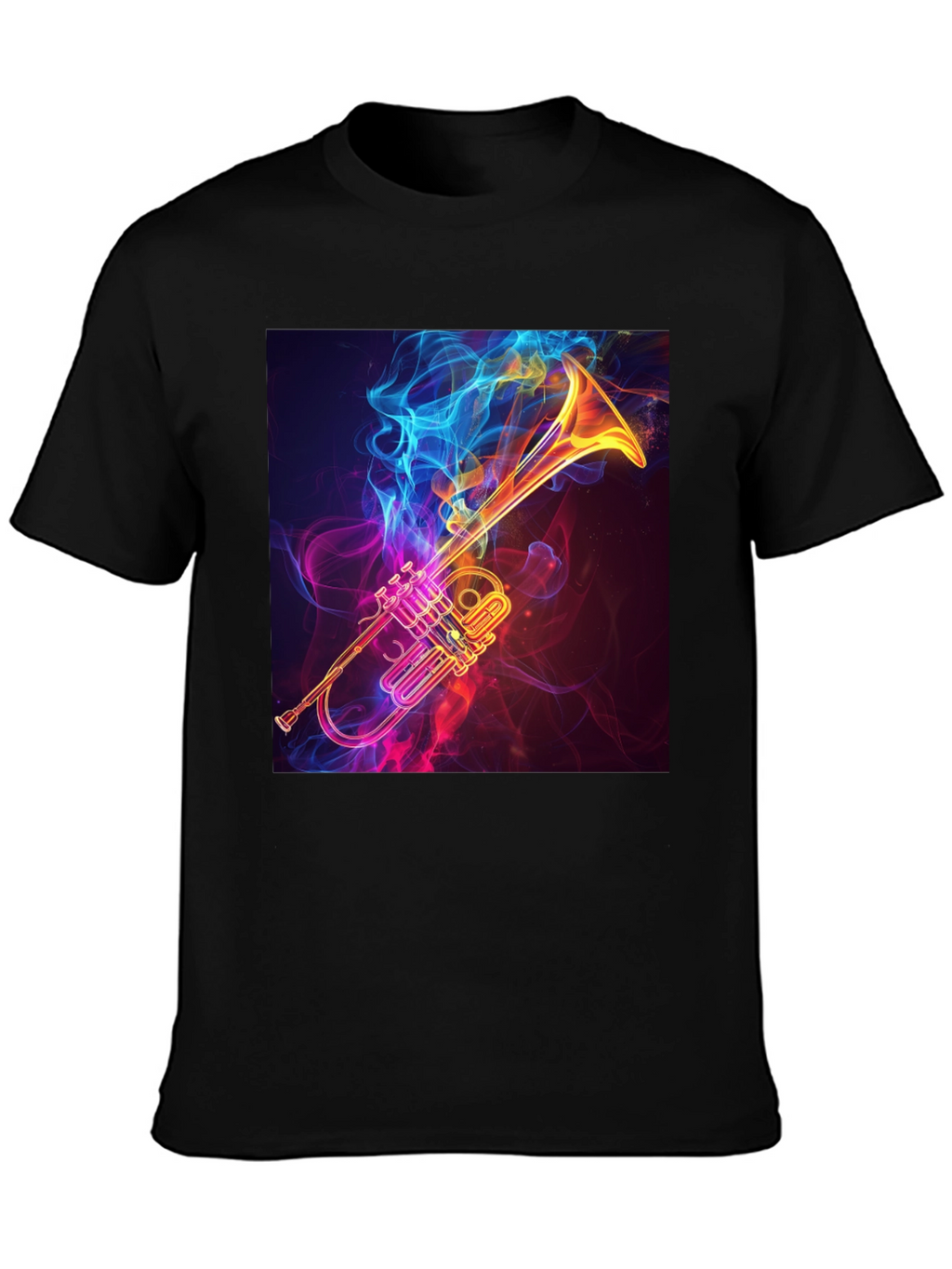 Stylish Trumpet Graphic Tee - Black