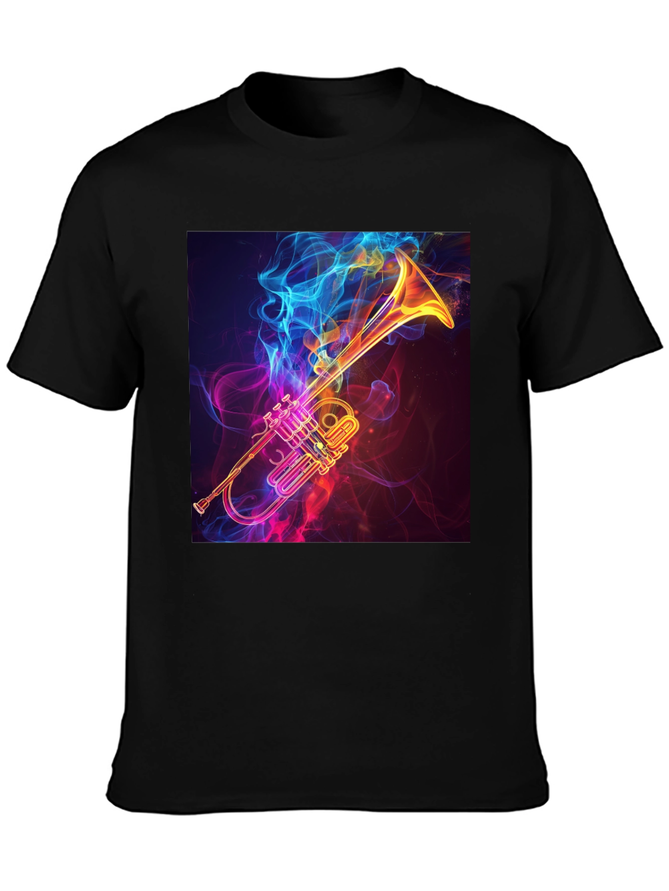 Stylish Trumpet Graphic Tee - Black
