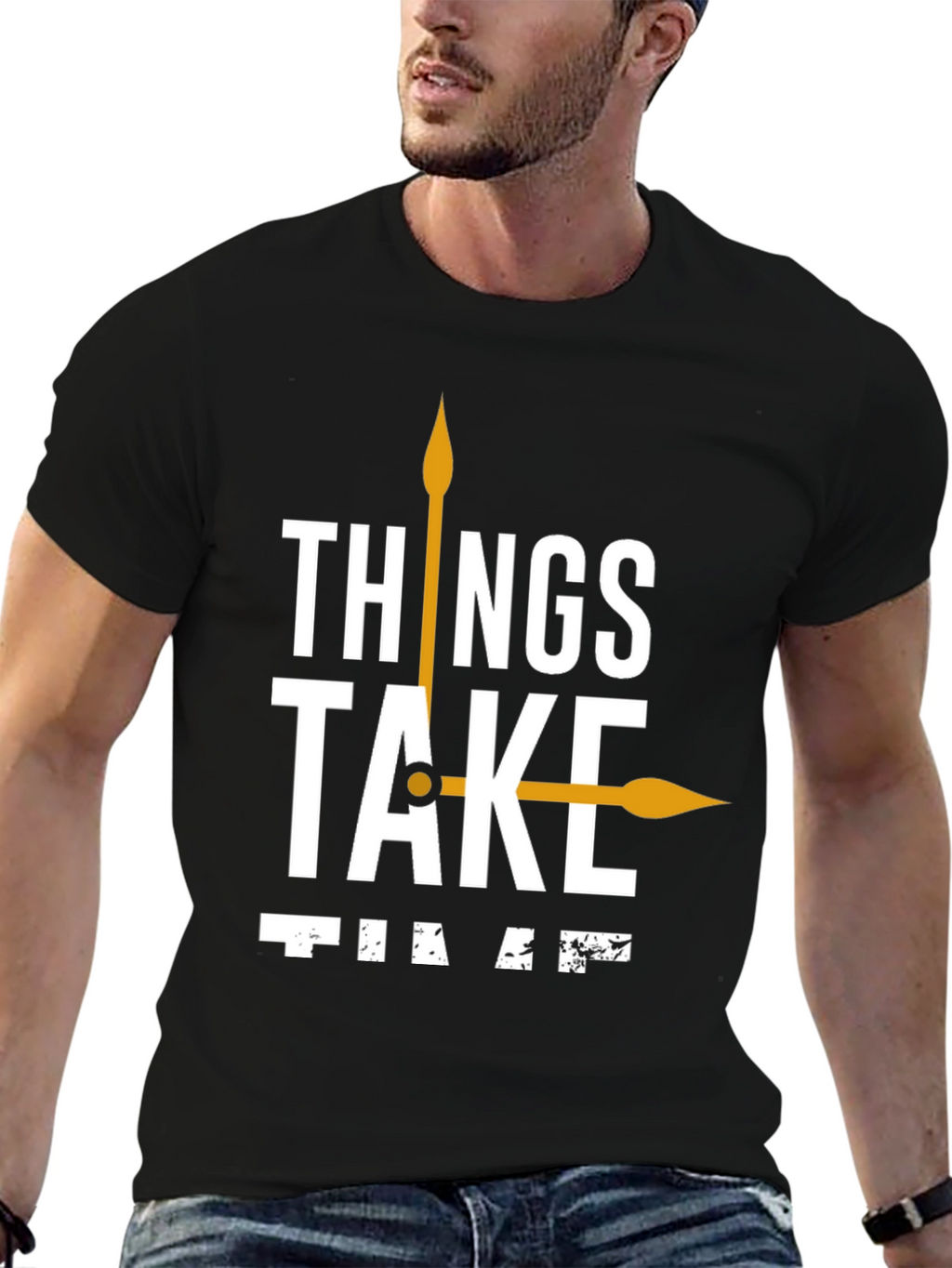 Things Take Time T-Shirt Black Casual Cotton Tee