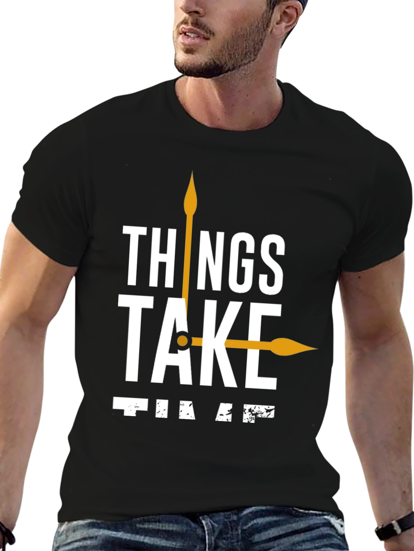Things Take Time T-Shirt Black Casual Cotton Tee