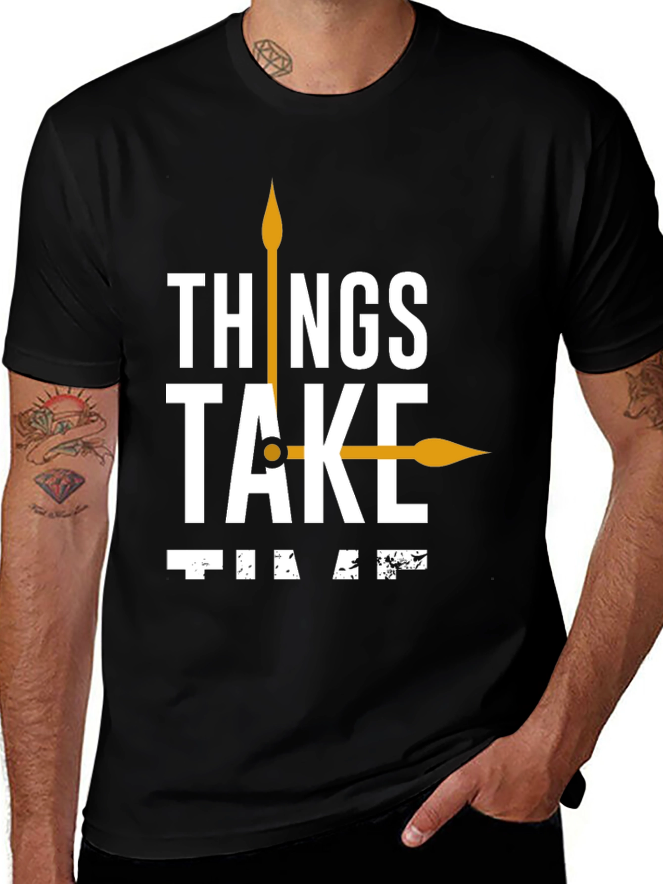Things Take Time T-Shirt Black Casual Cotton Tee