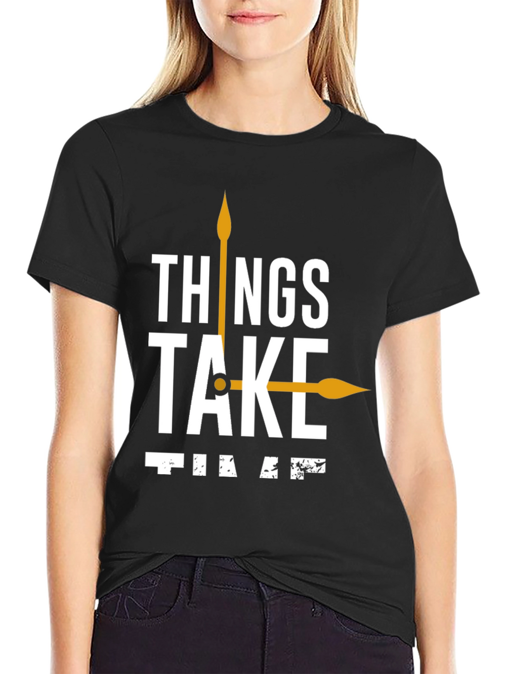 Things Take Time T-Shirt Black Casual Cotton Tee