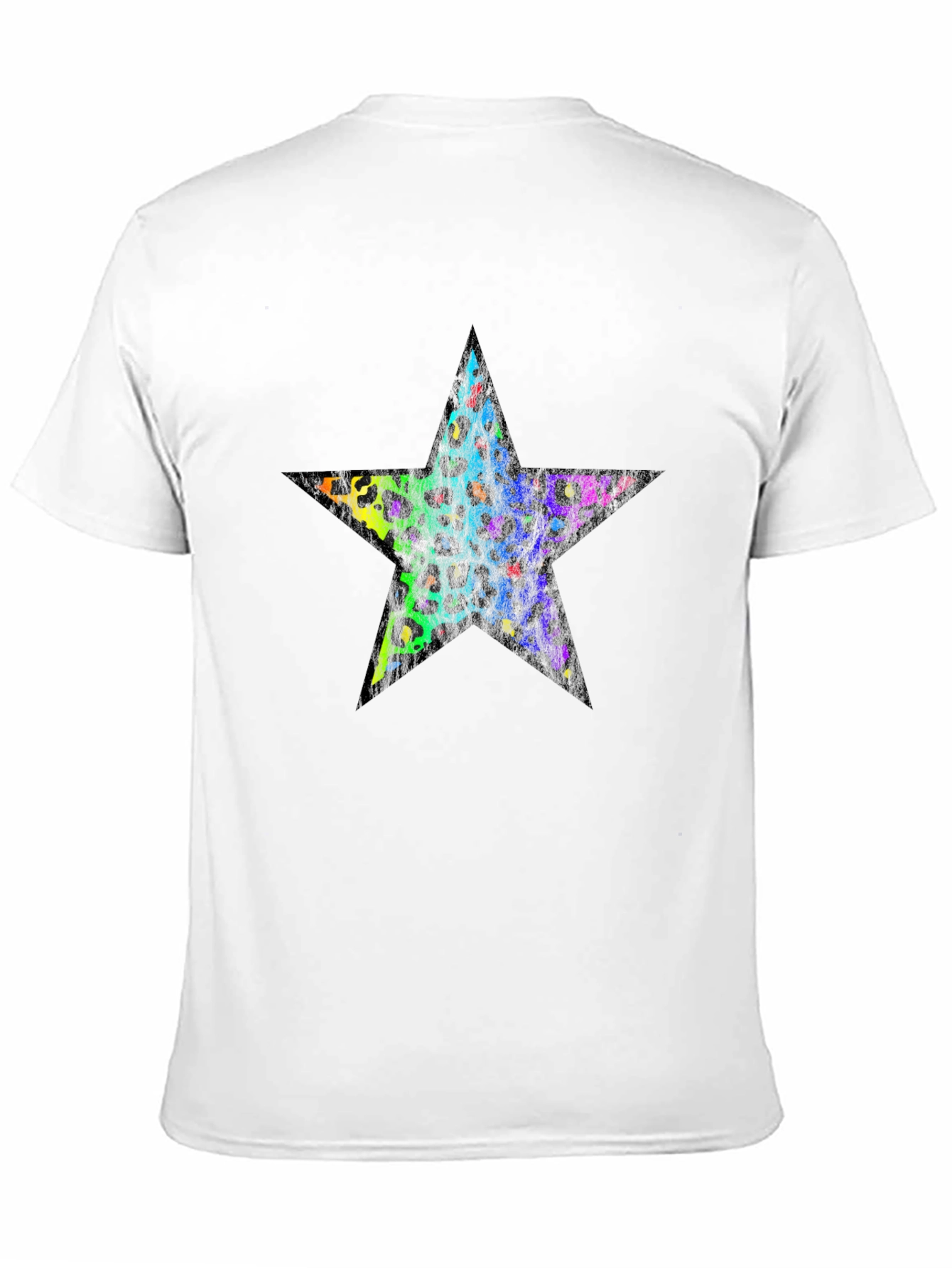 Rainbow Leopard Star Graphic Black T-Shirt