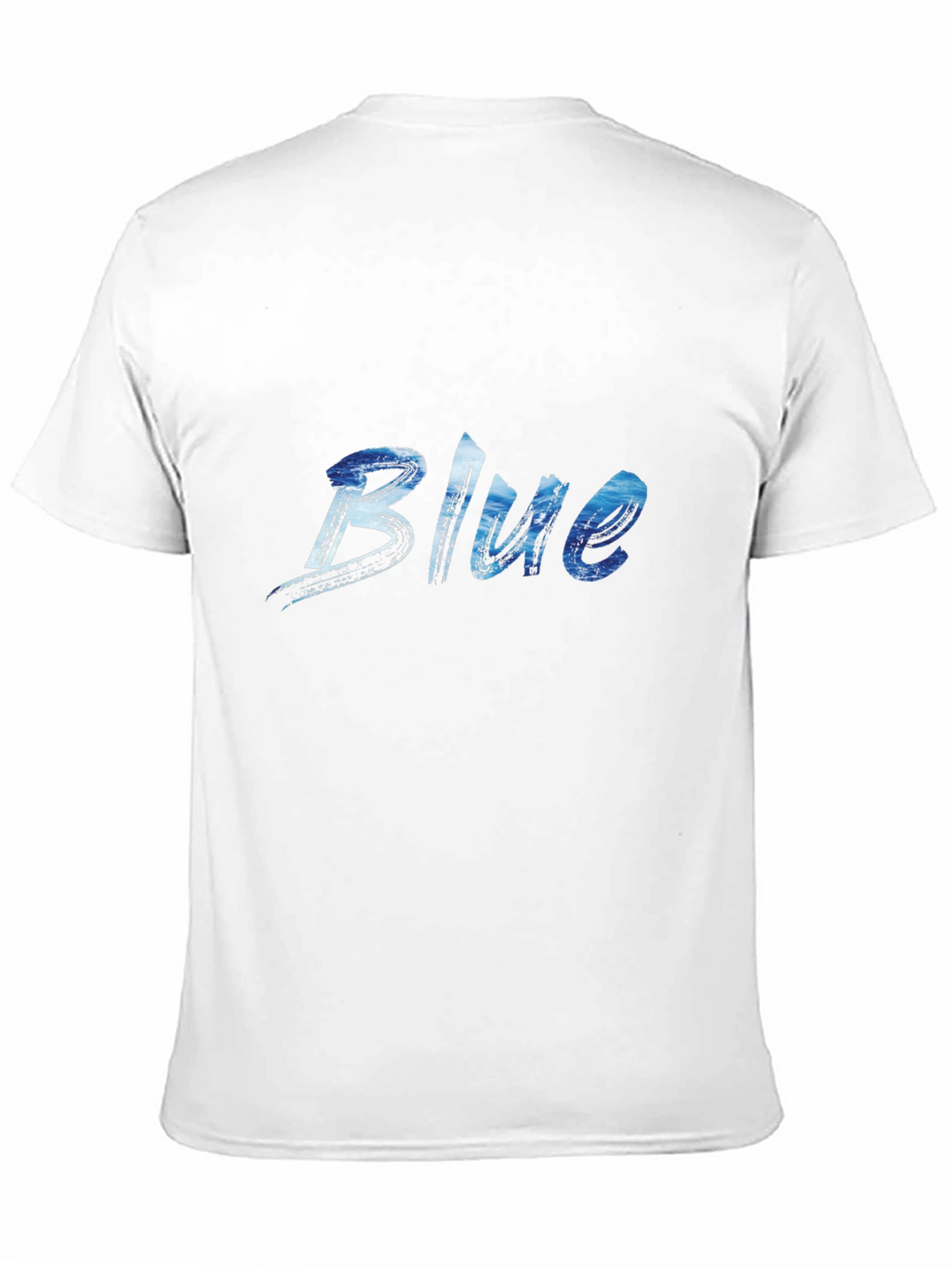 Blue Ocean Wave Print Black T-Shirt