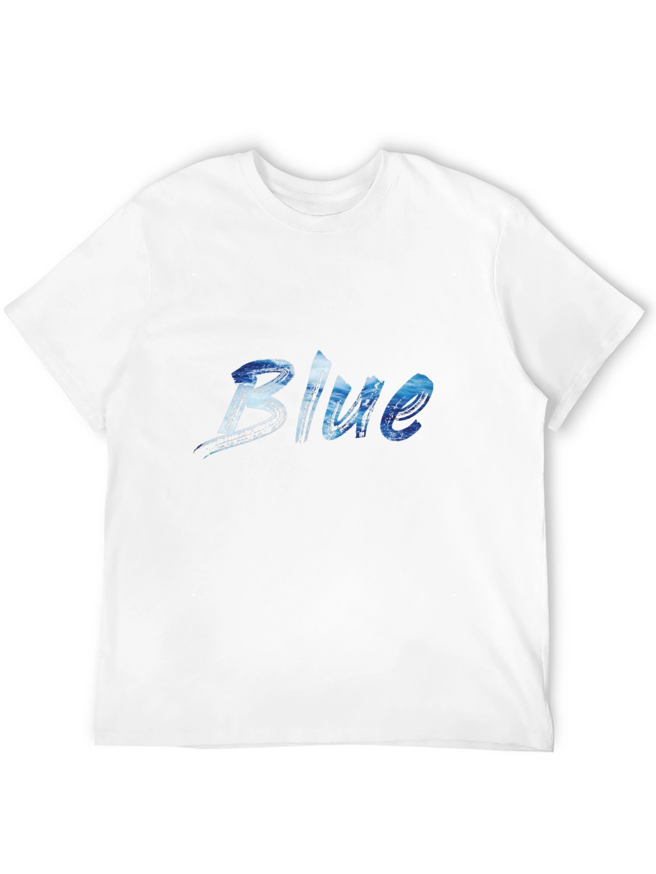 Blue Ocean Wave Print Black T-Shirt