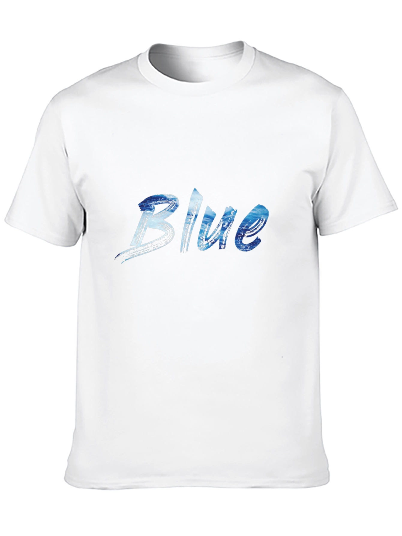 Blue Ocean Wave Print Black T-Shirt